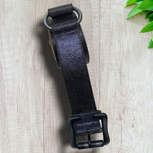 Vintage Y2K Gianni Bini Sz S Metallic Blackish Purple Leather Ring Harness Belt